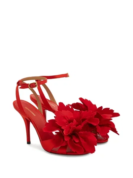 Sandale Ferragamo cu model floral roșu
