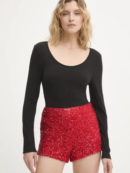 Never Fully Dressed pantaloni scurți uni high waist roșu