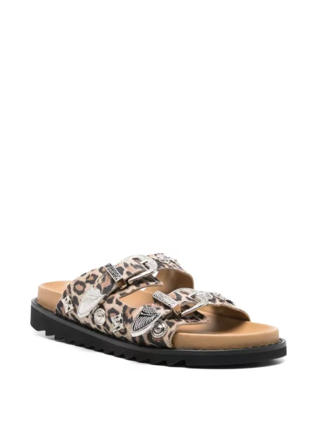 Sandale Toga Pulla fără toc cu imagine cu model leopard maro