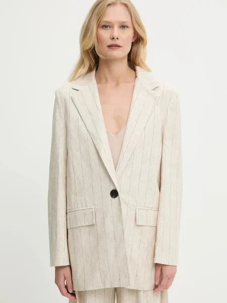Answear.LAB Blazer με μείγμα λινών μπεζ