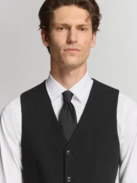 Kamizelka garniturowa Paris slim fit Mężczyzna 52 MANGO MAN czarny