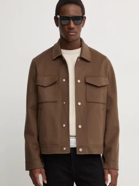 Nanushka jachetă de cămașă din lână RHYS de tranzitie oversize maro