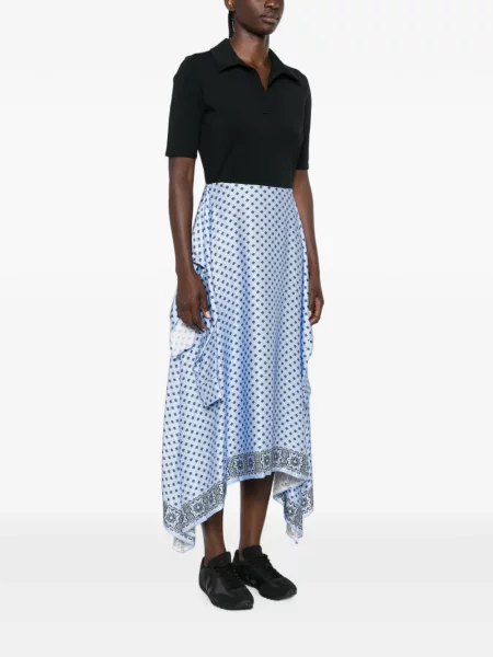 Rochie Maje cu model floral cu imagine asimetrică albastru
