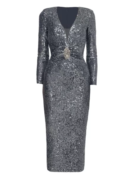Rochie midi Nissa până la genunchi de costum gri