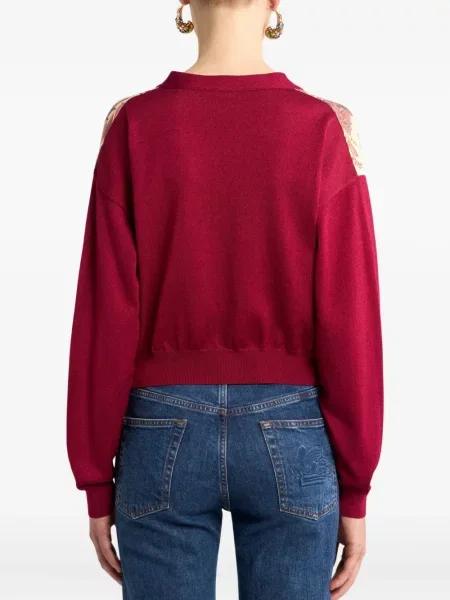 Cardigan Etro cu model paisley roșu