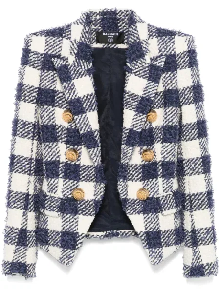 Sacou Balmain în carouri din tweed