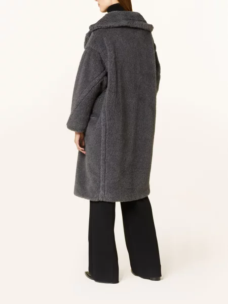 Max Mara Oversized Plyšový Kabát Teddy šedá