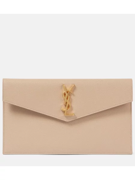 Usnjena pisemska torbica Saint Laurent bež