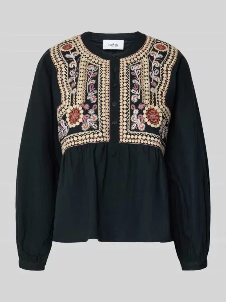 Bluzka o kroju regular fit z kwiatowym haftem model ‘Alec’ Bash