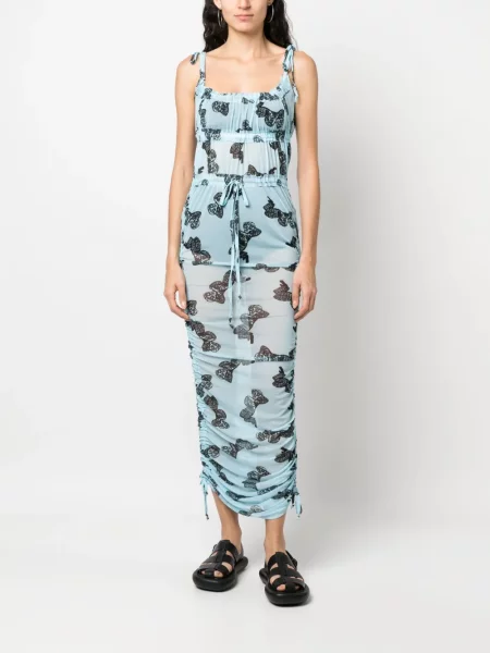 Raštuotas tinklinis suknele Charles Jeffrey Loverboy mėlyna