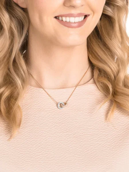 Swarovski Akcesoria Kobieta Żółty ONE SIZE Stone Stone Naszyjnik Splątane Pierścienie Warstwa Stopu Złota Różowego biały