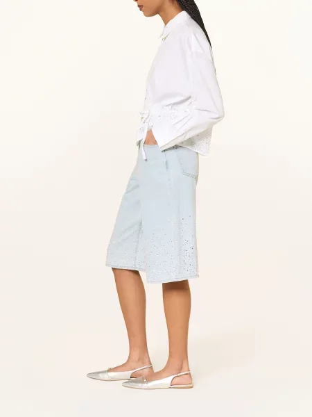 Maje Dżinsowe Bermudy Z Ozdobnymi Kamieniami blau