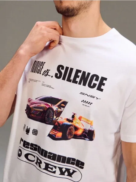 Sinsay koszulka z nadrukiem biały