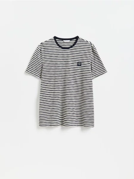 Reserved Tricou regular fit cu dungi bleumarin