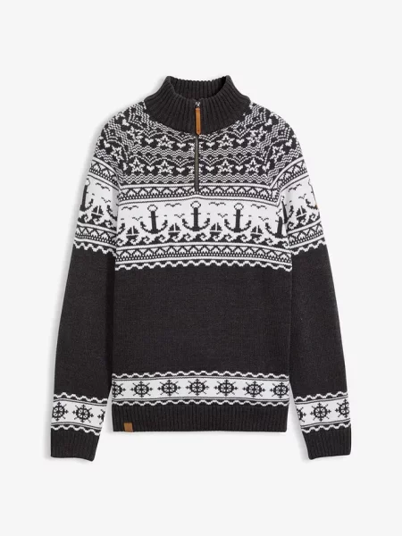 Sweter w norweski wzór o kroju regular fit szary