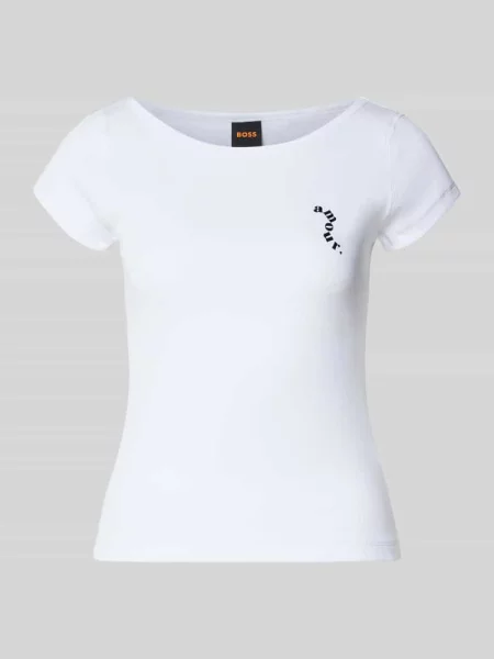 T-shirt o kroju slim fit z mieszanki bawełny model ‘C_Etine’ Boss Orange biała