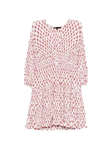 Rochie Maje cu model floral cu decolteu în V de costum alb