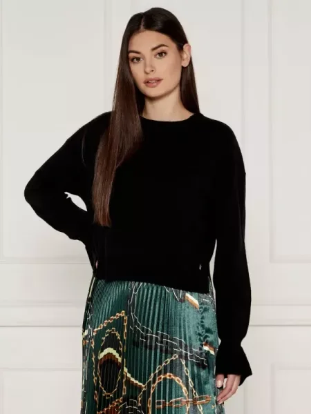 Liu Jo Gyapjú kötött pulóver | Cropped Fit kasmír hozzáadásával fekete