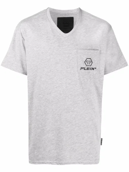 Tricou Philipp Plein cu imagine scurt gri