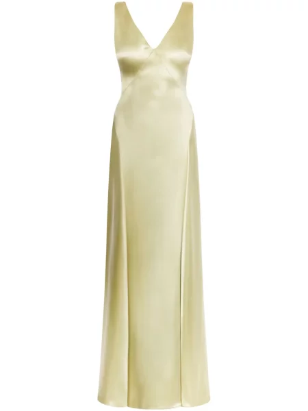 Rochie maxi Philosophy Di Lorenzo Serafini din satin de costum galben