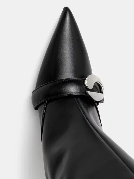 Шкіряні чоботи Coperni Belt Boot на шпильці чорний