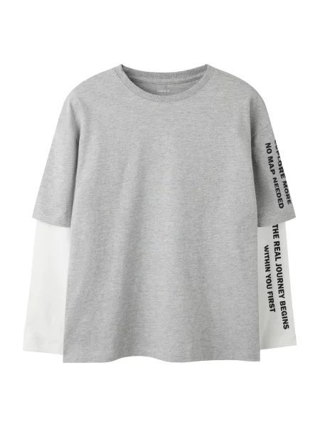 NAME IT Tricou NKMLAUGE gri amestecat / negru alb