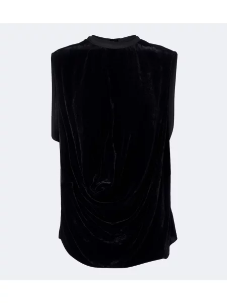 Top Rick Owens de catifea drapat negru