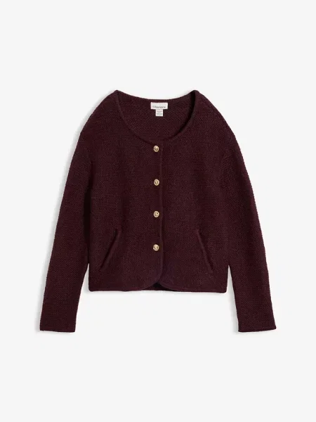 Sweter rozpinany o luźnym kroju czerwony