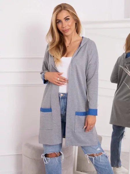 Sweter Kesi z kapturem szary