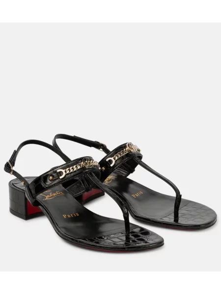Chiloți tanga Christian Louboutin din piele negru