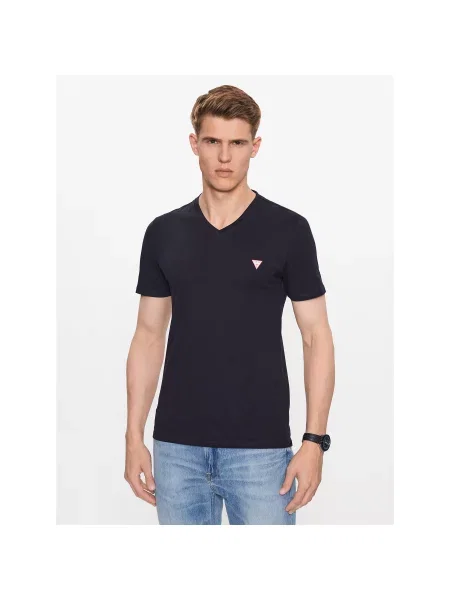 Guess Marškinėliai Tamsiai Slim Fit mėlyna