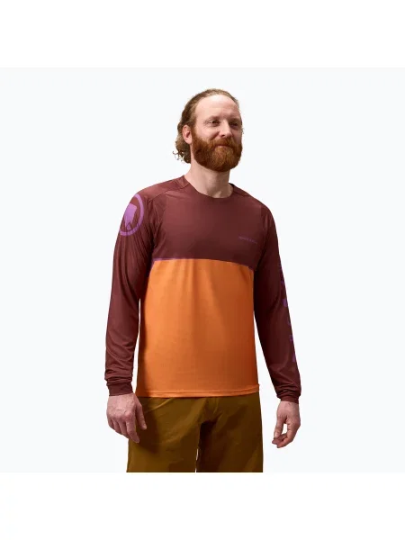Ciclism tricou cu mânecă lungă Endura cu imagine portocaliu