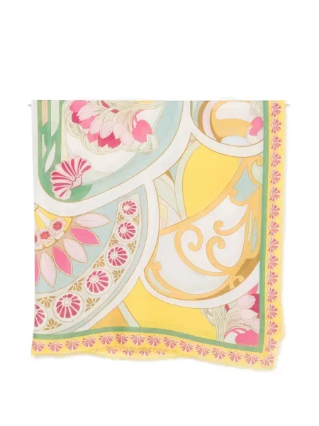 Fular La Doublej cu model floral cu imagine verde