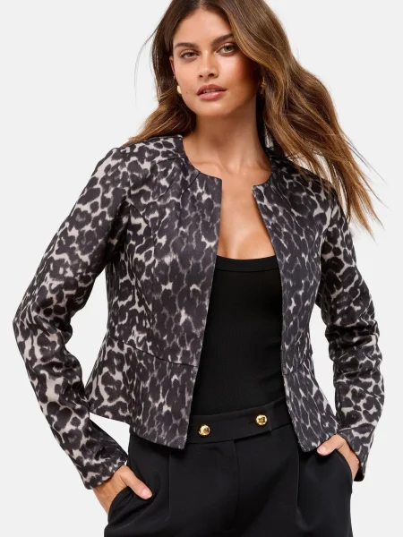 Lipsy Geacă de primăvară-toamnă gri / negru alb