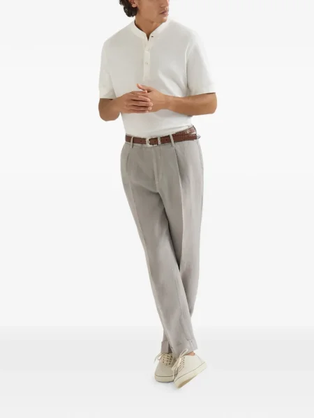Lněné plisované kalhoty Brunello Cucinelli