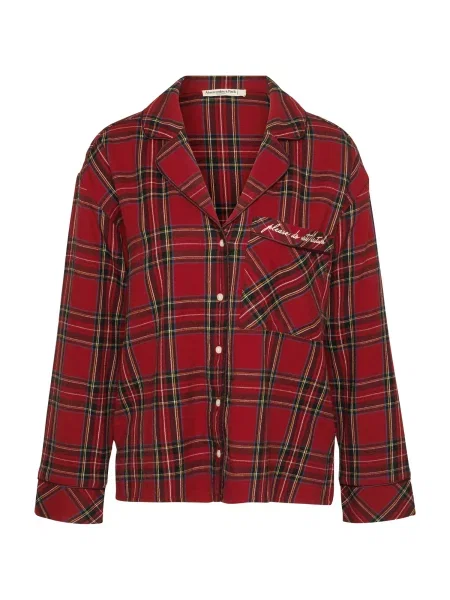 Abercrombie & Fitch Bluză de noapte albastru / roșu / roşu închis alb