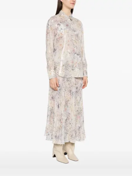 Cămașă Golden Goose cu paiete cu model floral auriu
