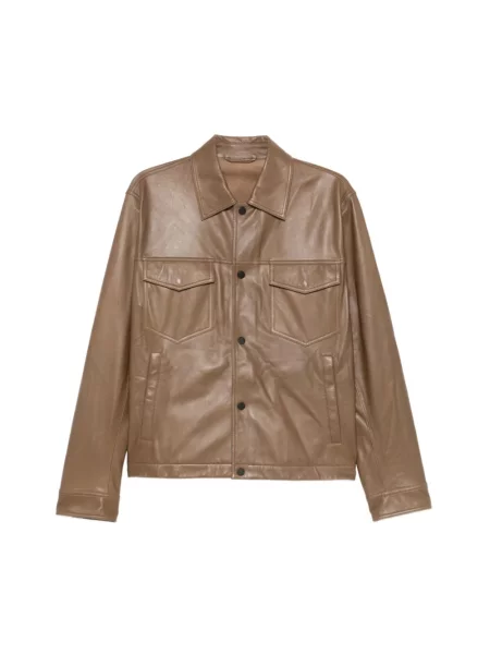 Kurtka skórzana Emporio Armani brązowa