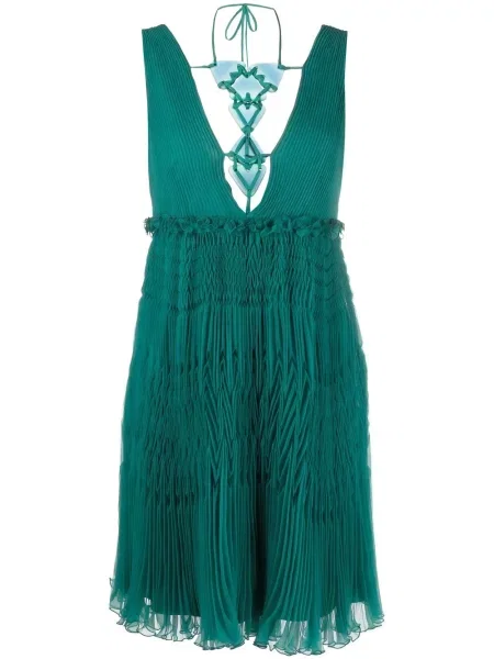 Rochie Alberta Ferretti de mătase cu decolteu în V verde
