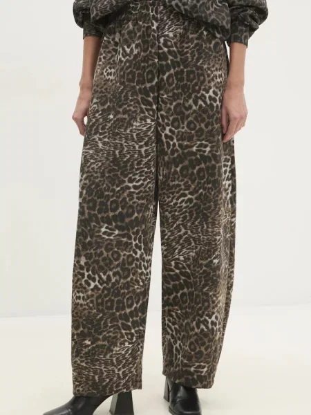 Спортен панталон Answear Lab с широка каройка с висока талия сиво