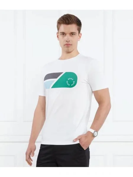 BOSS GREEN Tricou Tee 9 | stretch alb
