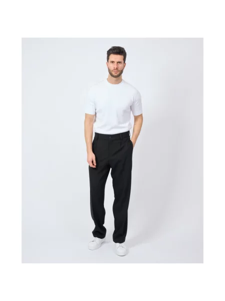 Spodnie garniturowe o kroju regular fit z kantami model Hugo Boss czarne