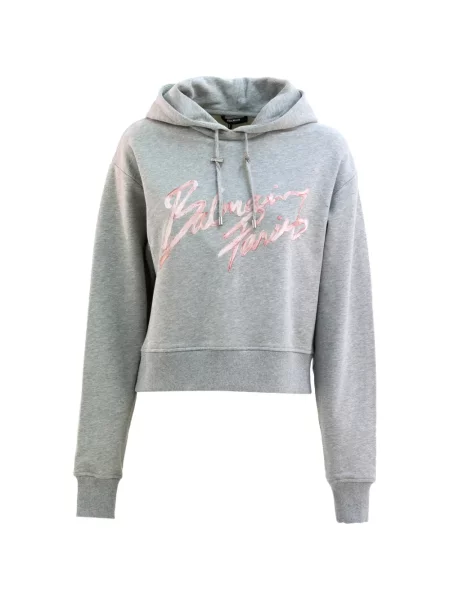 Hanorac cu glugă Balmain cu broderie gri