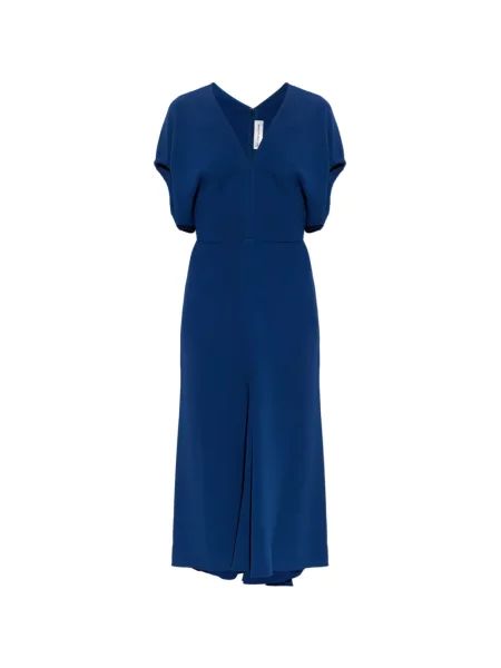 Rochie Victoria Beckham cu decolteu în V albastru