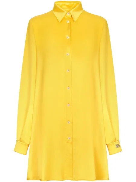 Cămașă Dolce & Gabbana din satin galben