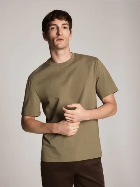 Reserved Tricou din mercerizat verde-deschis verde