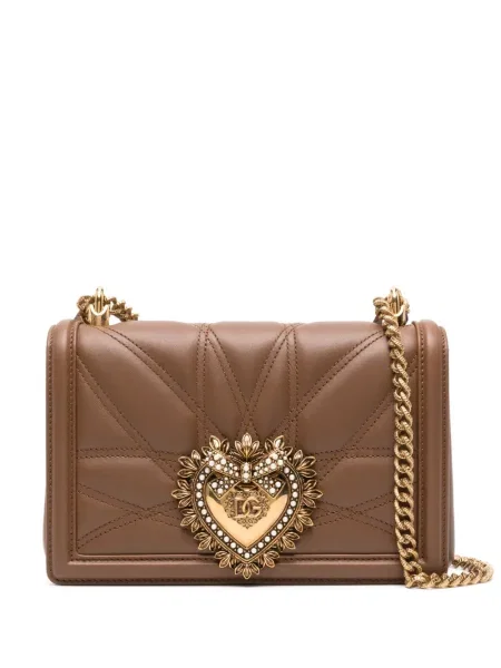 Geanta de piele Dolce & Gabbana Devotion din piele maro
