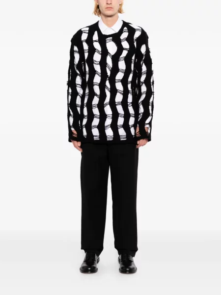 Пуловер Comme Des Garçons Homme Plus с протрити краища черно