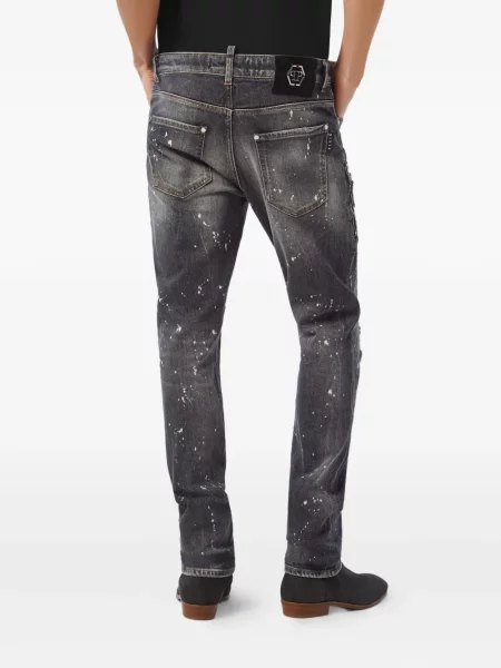 Blugi Philipp Plein zdrențuiți gri