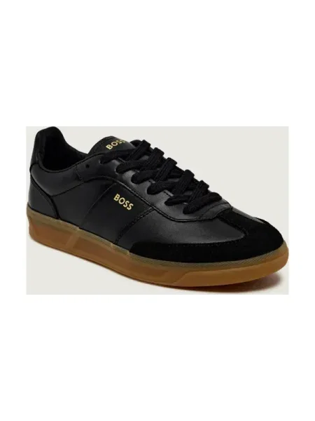 Sneakerși Boss din piele negru